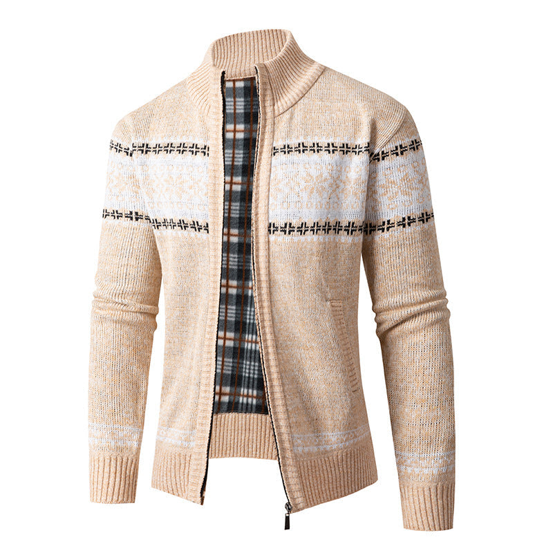 Herren Strickjacke mit hohem Kragen und modernem Zipper Stilzeits