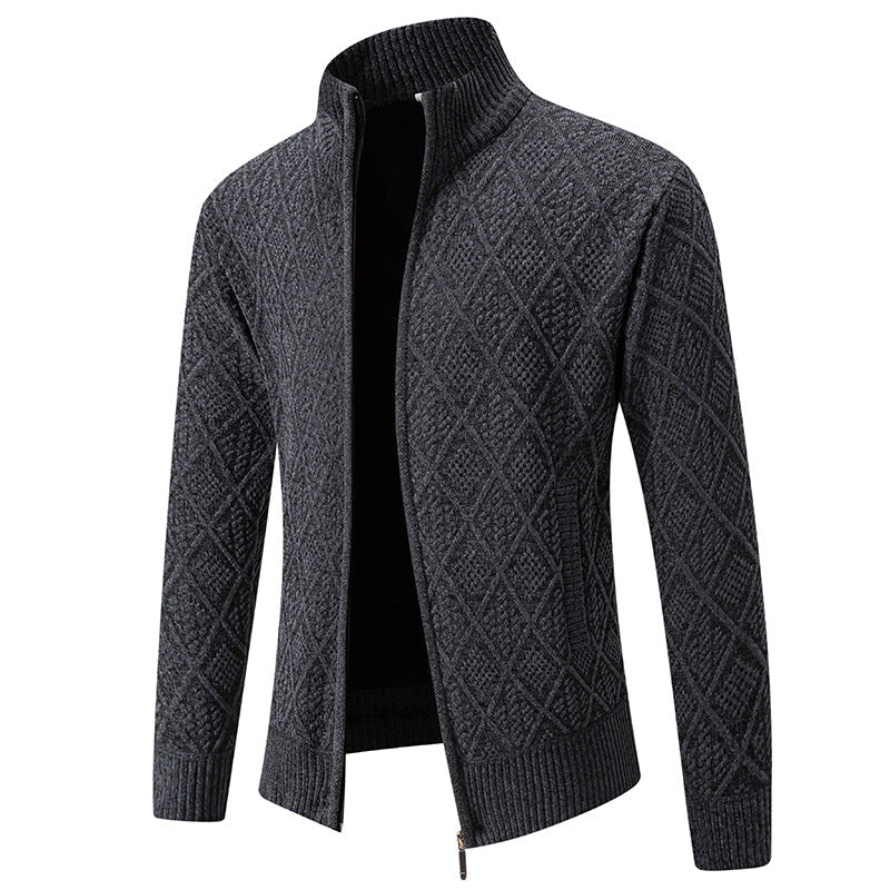 Herren Strickjacke mit strukturiertem Design und hohem Kragen Stilzeits