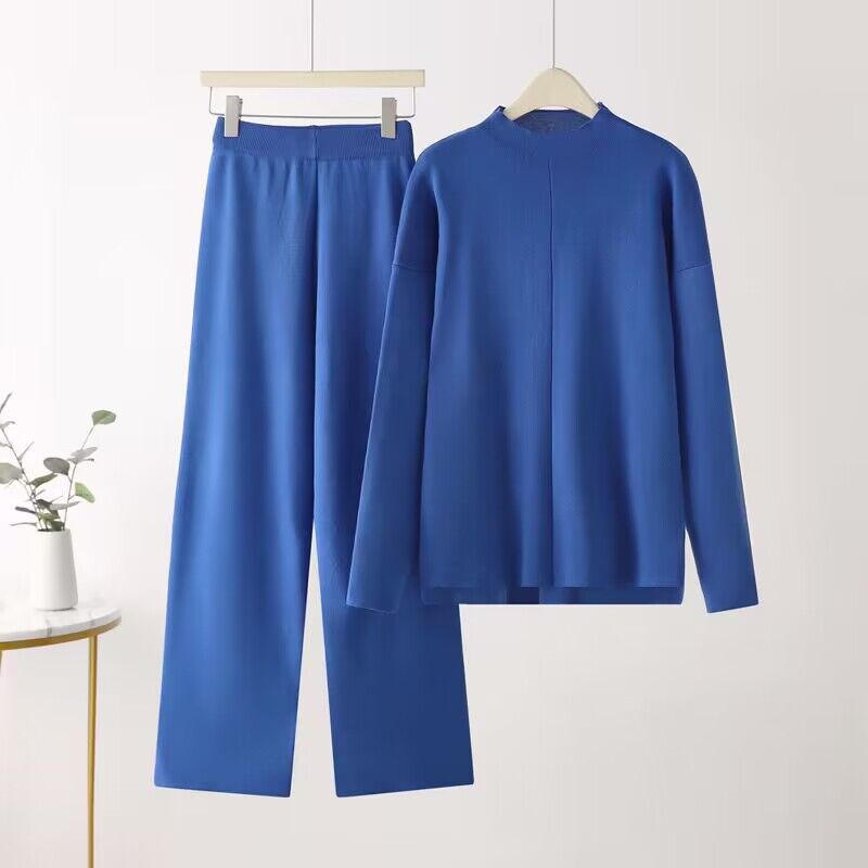 Damen elegantes Set aus langärmligem Oberteil und Palazzo-Hosen Stilzeits