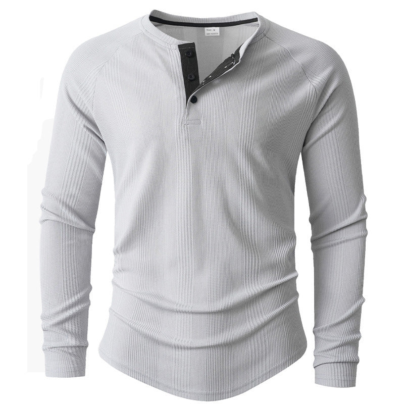 Herren Langarm Henley-Shirt mit strukturierter Oberfläche Stilzeits