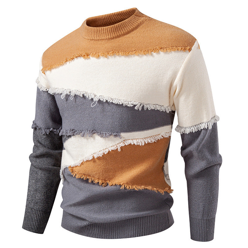 Herren modischer Pullover mit fransigen Details Stilzeits