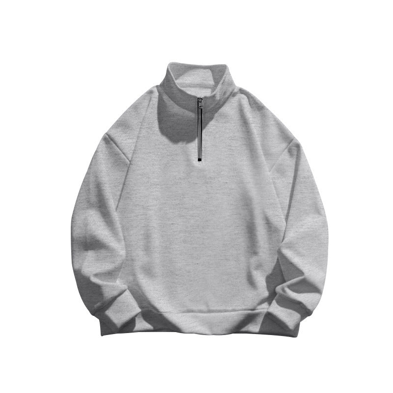 Herren stylischer Fleece-Pullover mit hohem Stehkragen und Reißverschluss Stilzeits