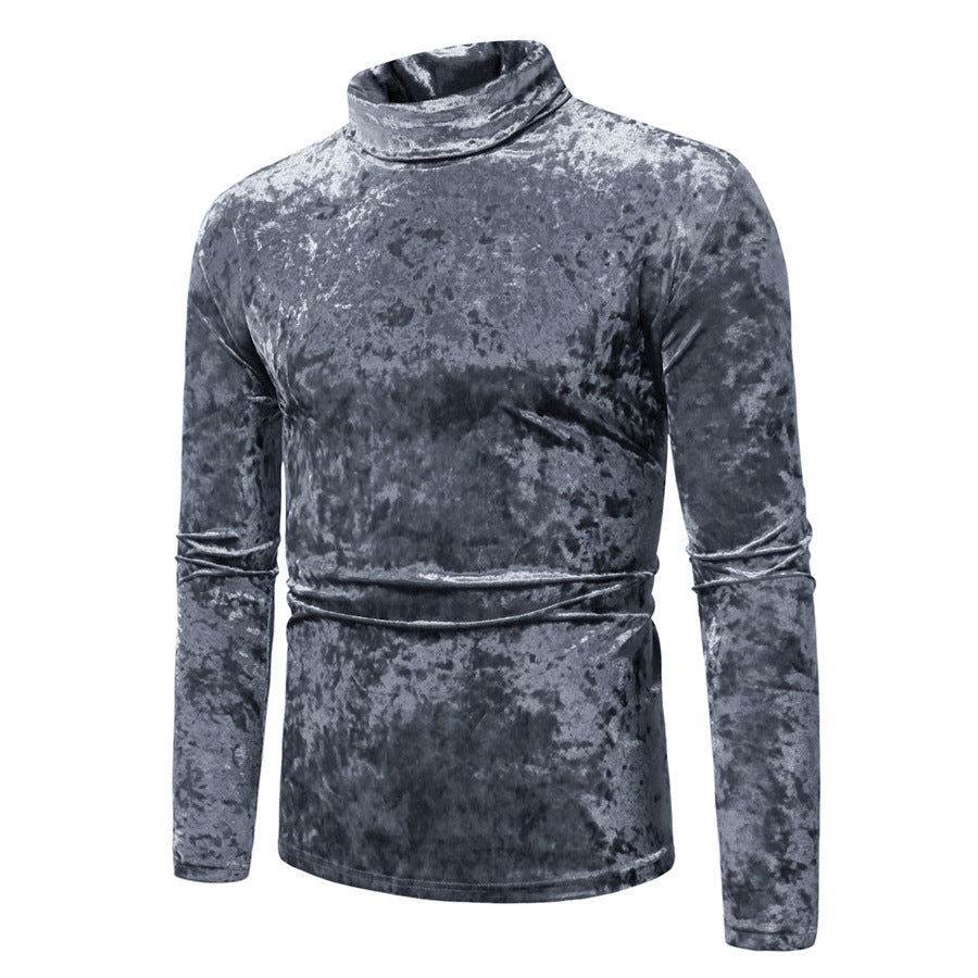 Herren Eleganter Rollkragenpullover aus weichem Samtstoff Stilzeits
