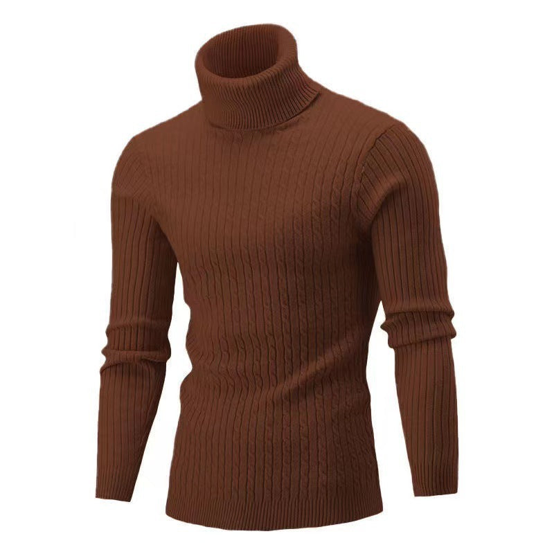 Herren Strickpullover mit modernem Rippmuster und hohem Kragen Stilzeits
