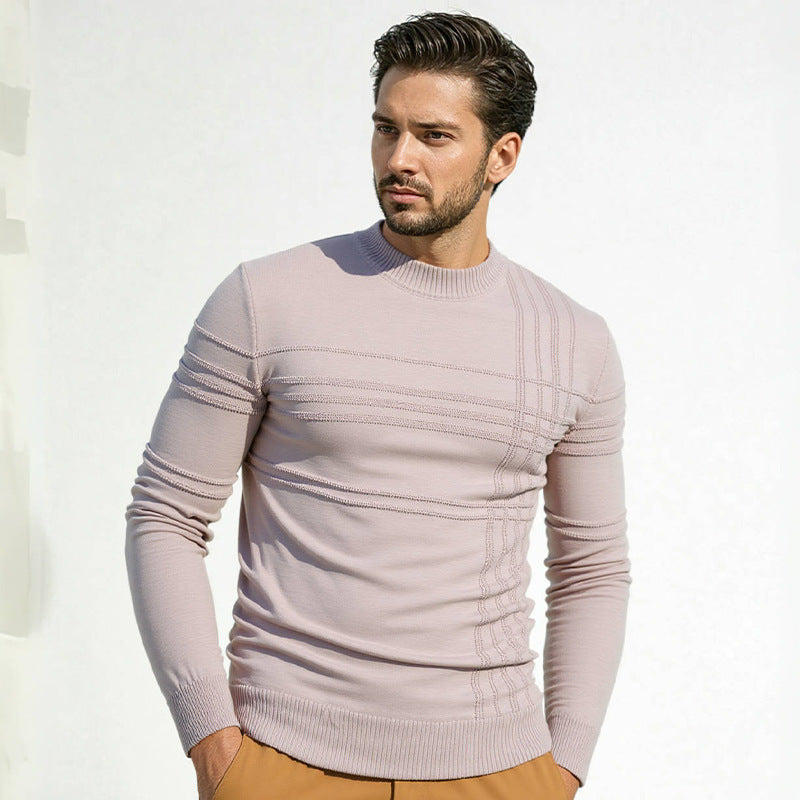 Herren Pullover mit modernem Strukturdesign und hohem Kragen Stilzeits