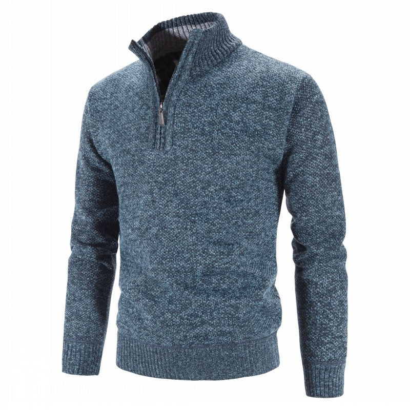 Herren modischer Strickpullover mit halbem Reißverschluss und strukturiertem Design Stilzeits