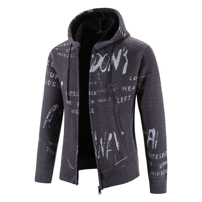 Herren modische Kapuzenjacke mit kreativem Print Stilzeits