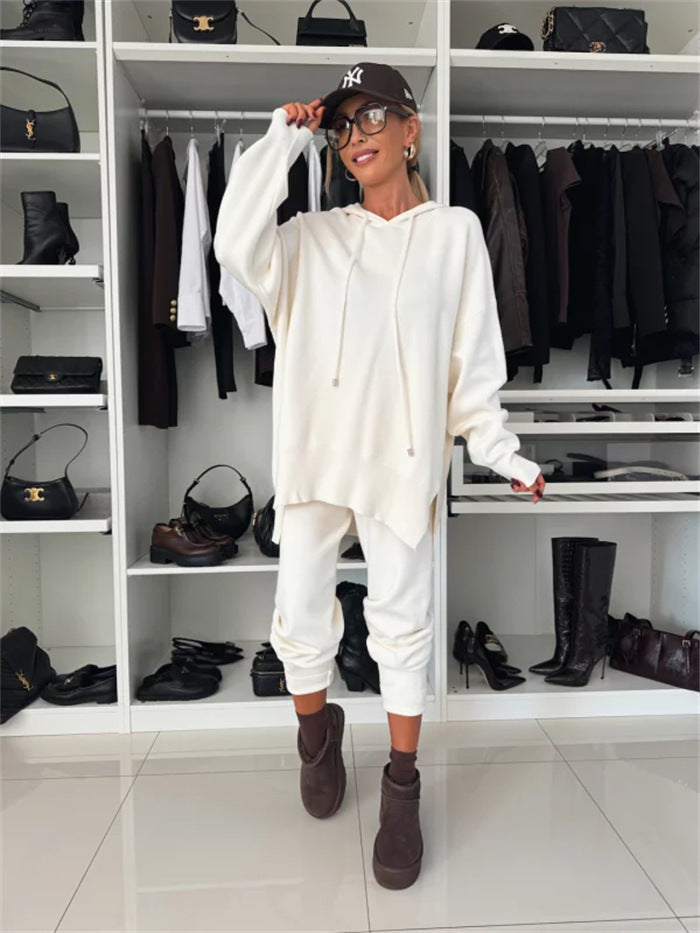 Damen gemütliches Hoodie- und Jogginghose-Set mit seitlichen Taschen Stilzeits