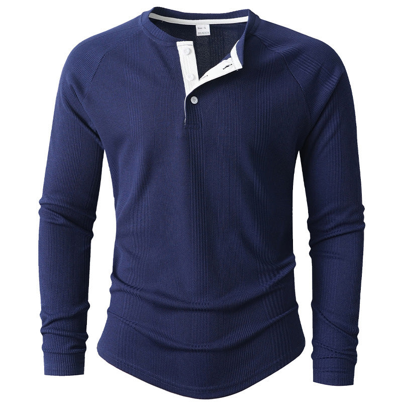 Herren Langarm Henley-Shirt mit strukturierter Oberfläche Stilzeits