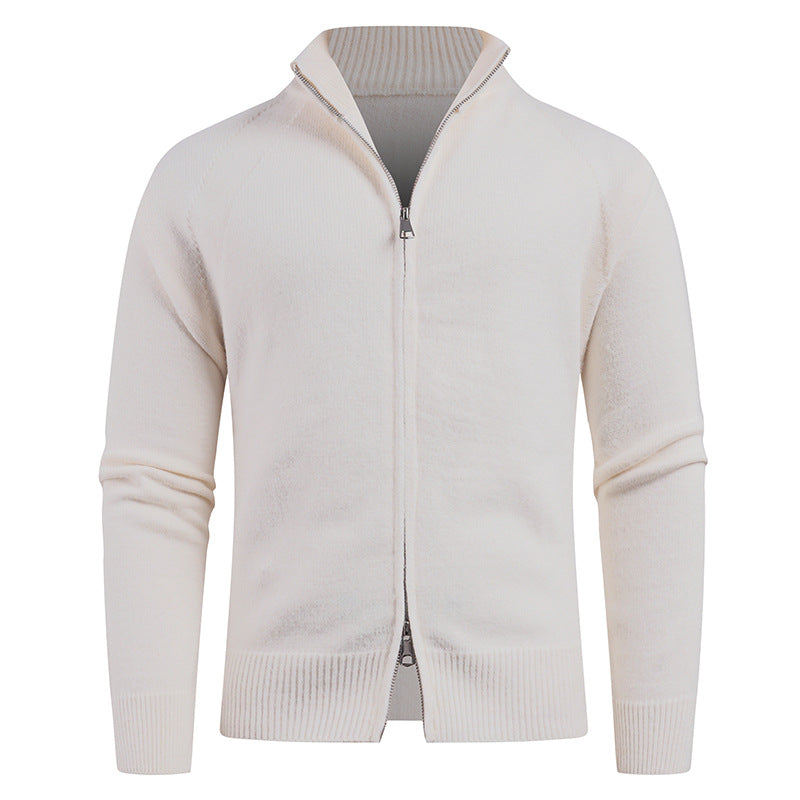 Herren hochwertige Strickjacke mit modernem Reißverschluss und hochgezogenem Kragen Stilzeits