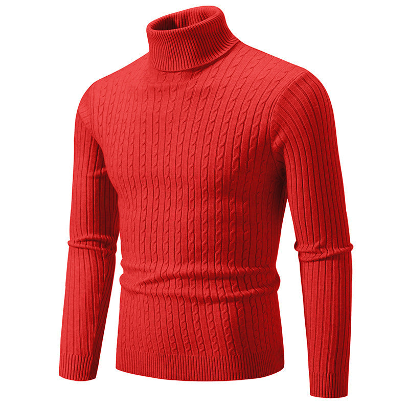 Herren Rollkragenpullover mit strukturiertem Kabelstrickdesign Stilzeits