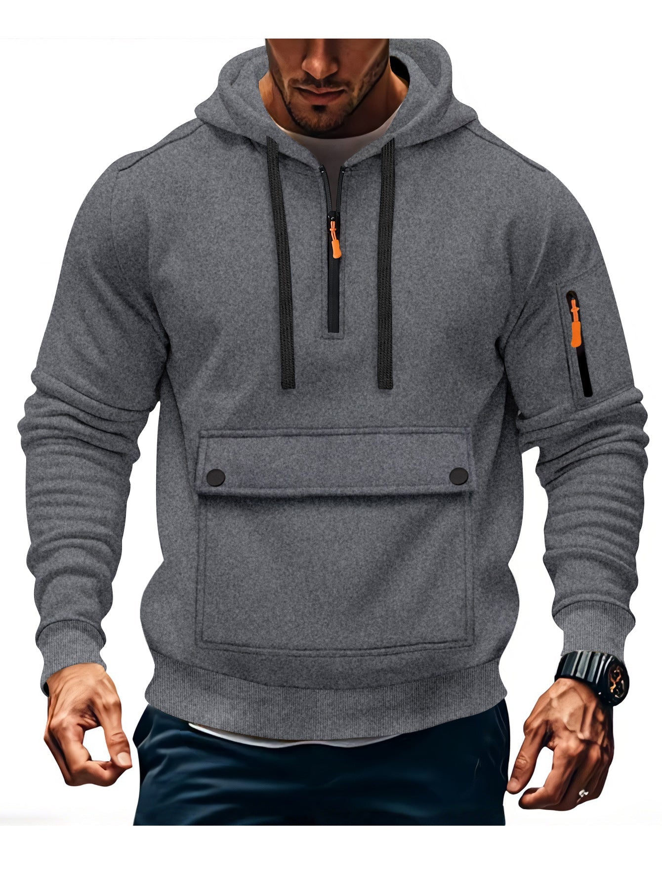 Herren lässige Kapuzenpullover mit praktischen Taschen Stilzeits