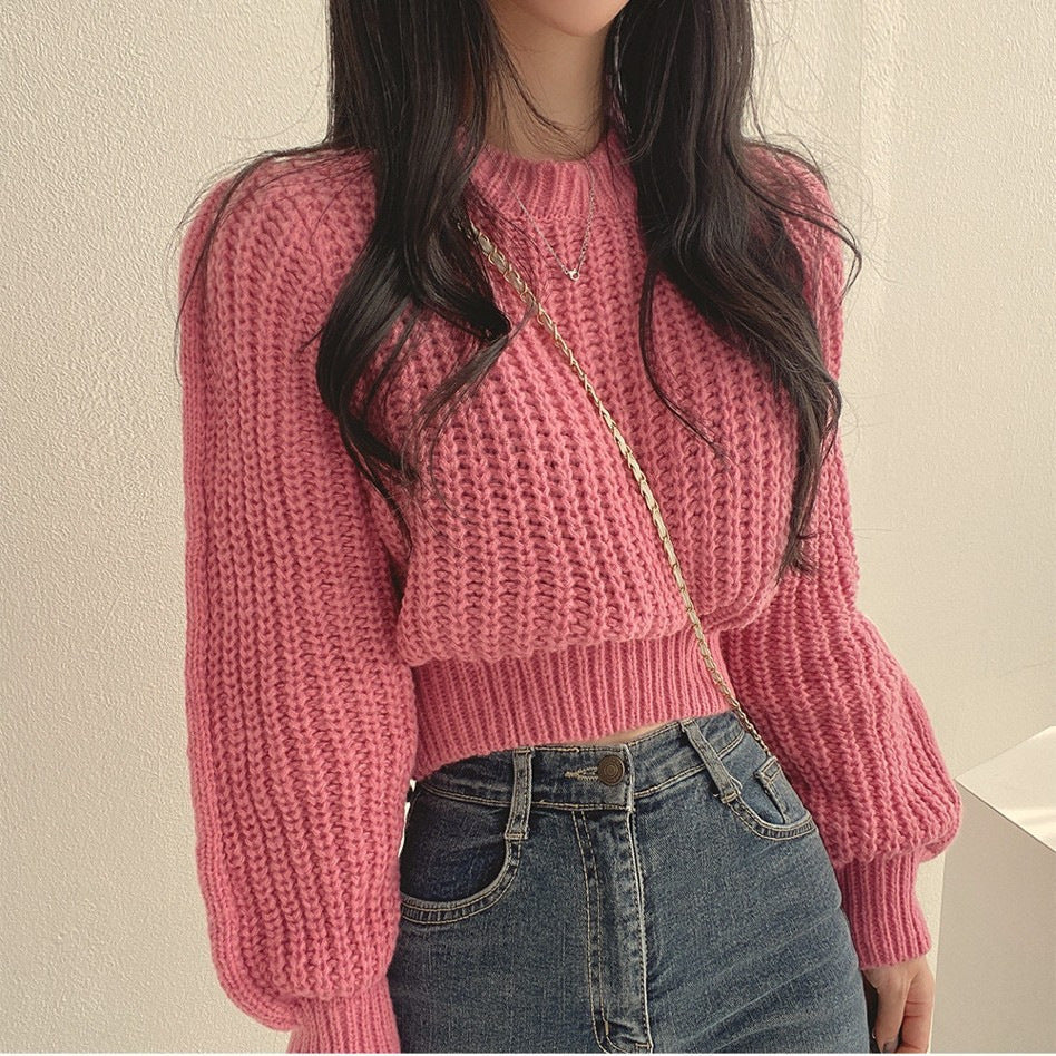 Damen Grobstrickpullover mit weitem Schnitt und überschnittenen Schultern Stilzeits