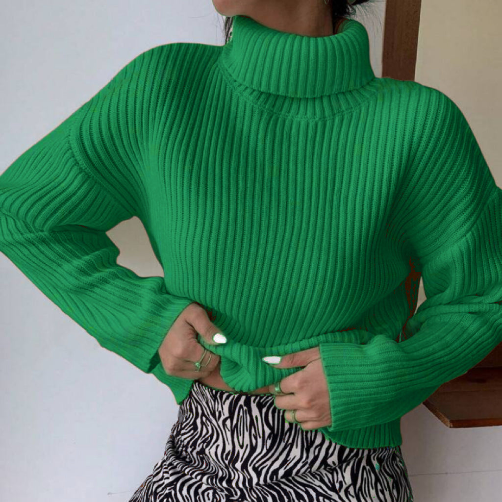 Damen Hochwertiger Rollkragenpullover mit strukturiertem Rippstrick Stilzeits