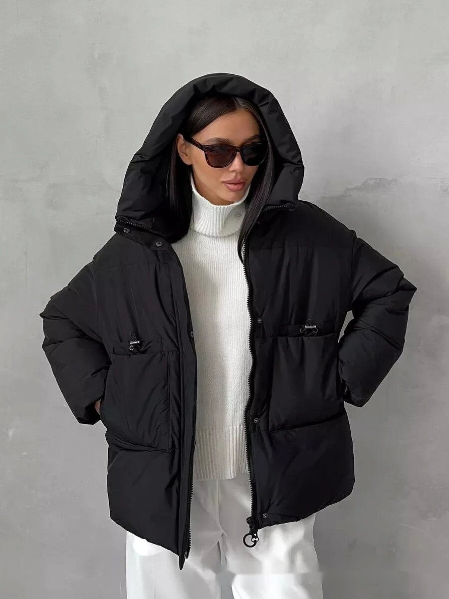 Damen Sportliche Winterjacke mit hohem Kragen und praktischen Taschen Stilzeits