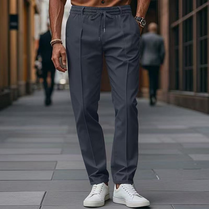 Herren elegante Freizeit-Hose mit elastischem Bund und seitlichen Eingrifftaschen Stilzeits