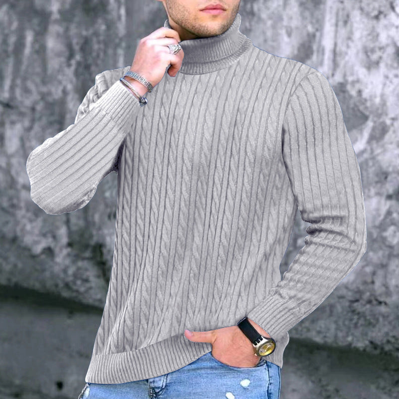 Herren moderner Rollkragenpullover mit strukturiertem Design Stilzeits