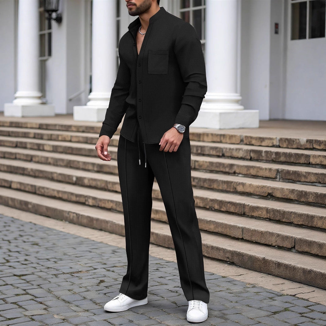 Herren elegante Karohose mit passendem Hemd Stilzeits