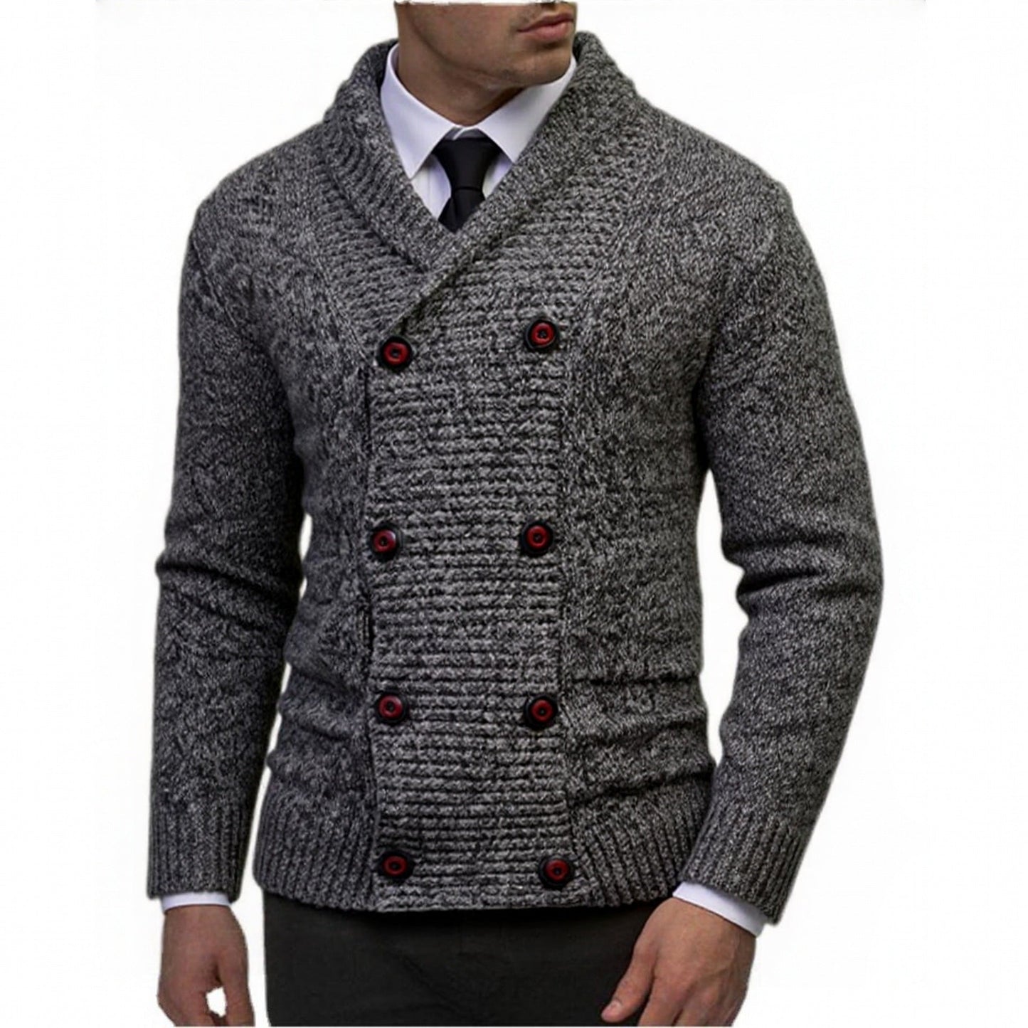 Herren modischer Strickpullover mit doppeltem Knopfverschluss und strukturiertem Design Stilzeits
