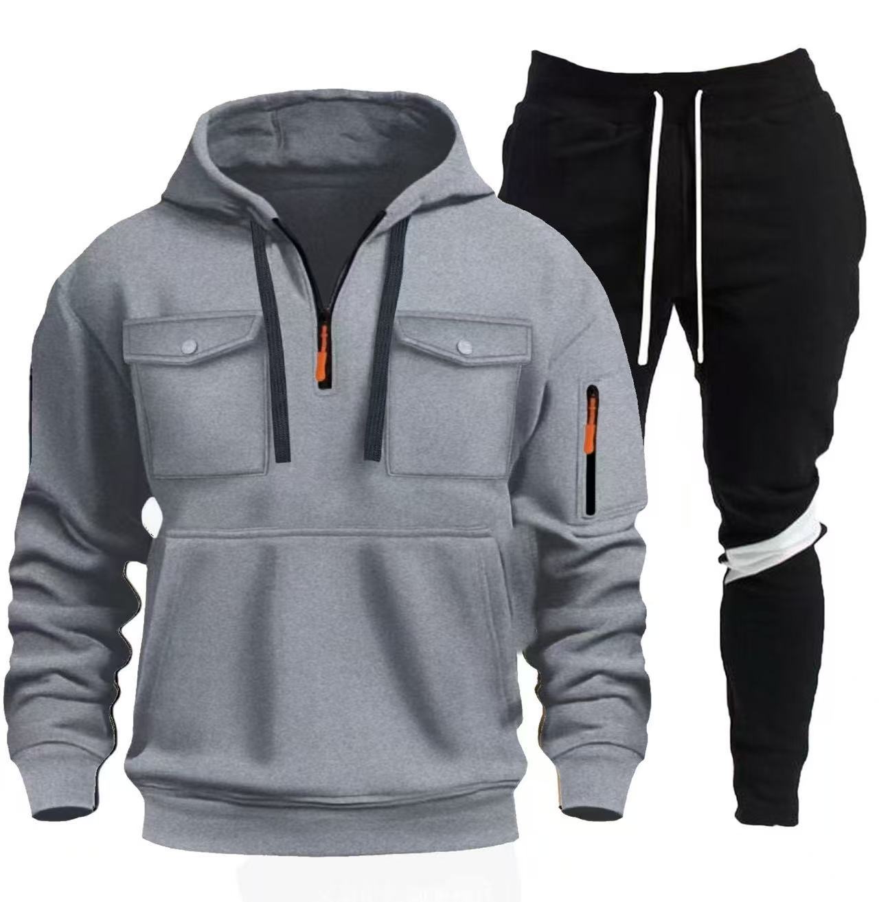 Herren praktische Kapuzenjacke mit Sporthose Stilzeits