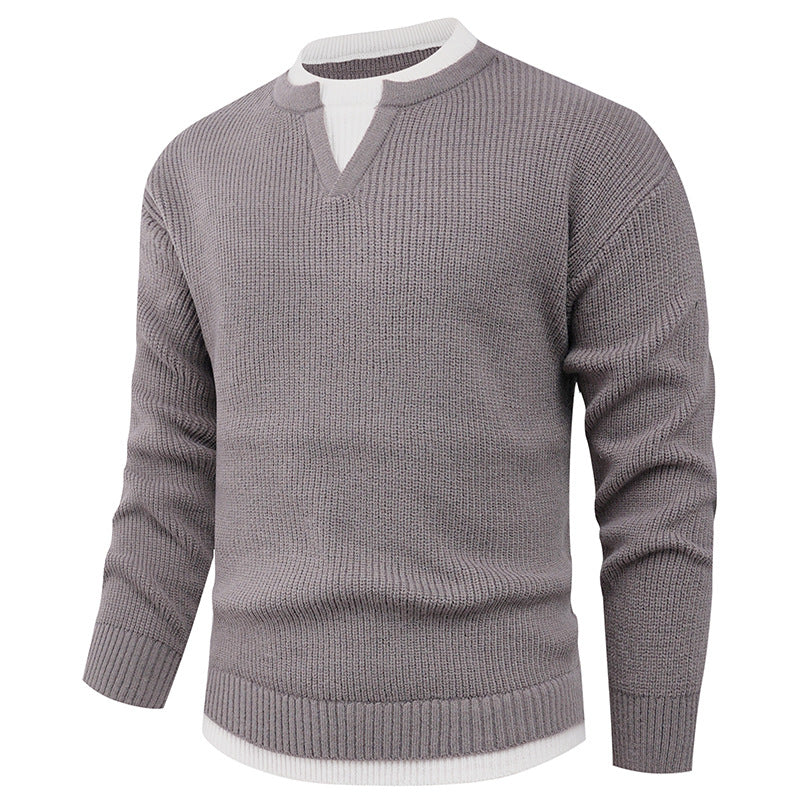Herren Strickpullover mit V-Ausschnitt und feiner Struktur Stilzeits