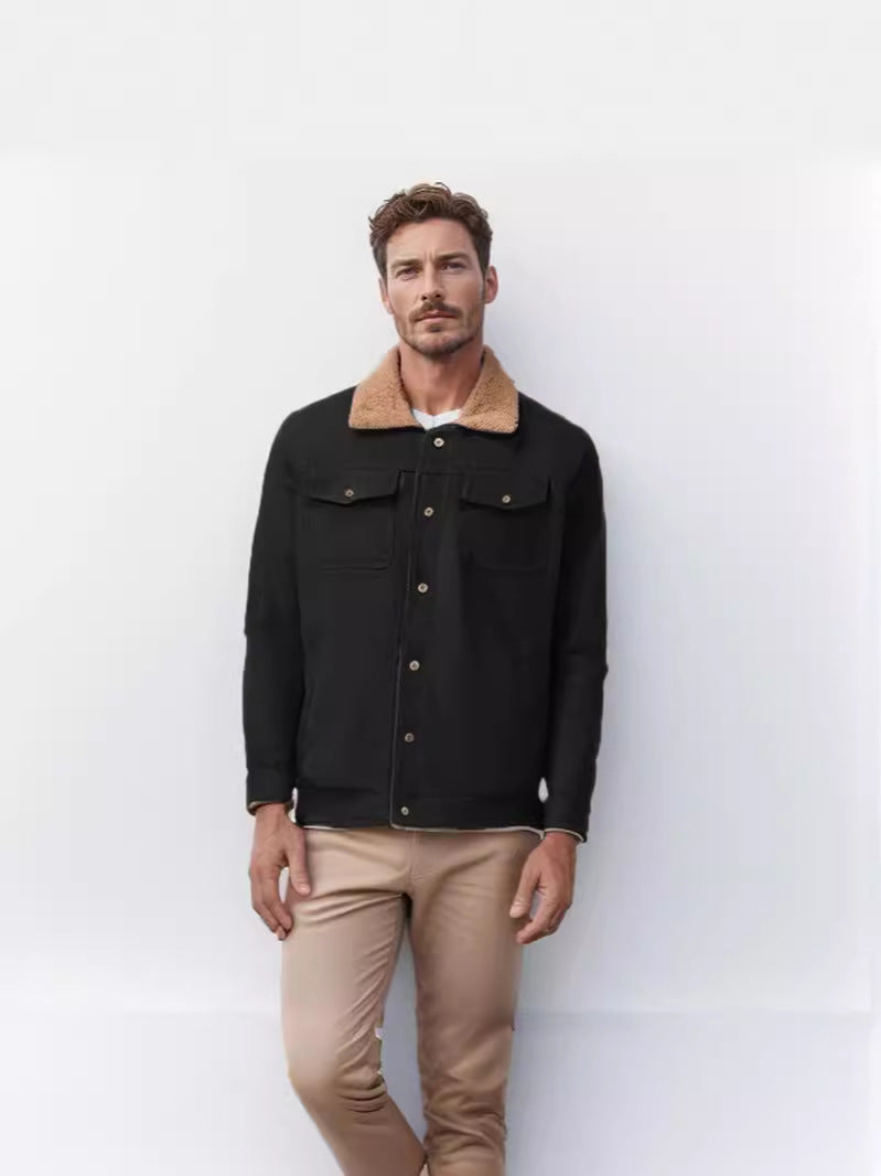 Herren robuste Canvasjacke mit Teddy-Kragen Stilzeits