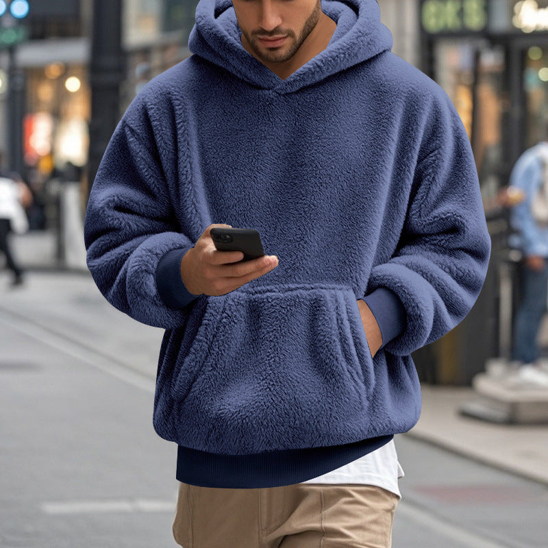 Herren übergroßer Fleece-Hoodie mit Kängurutasche und gemütlichem Schnitt Stilzeits