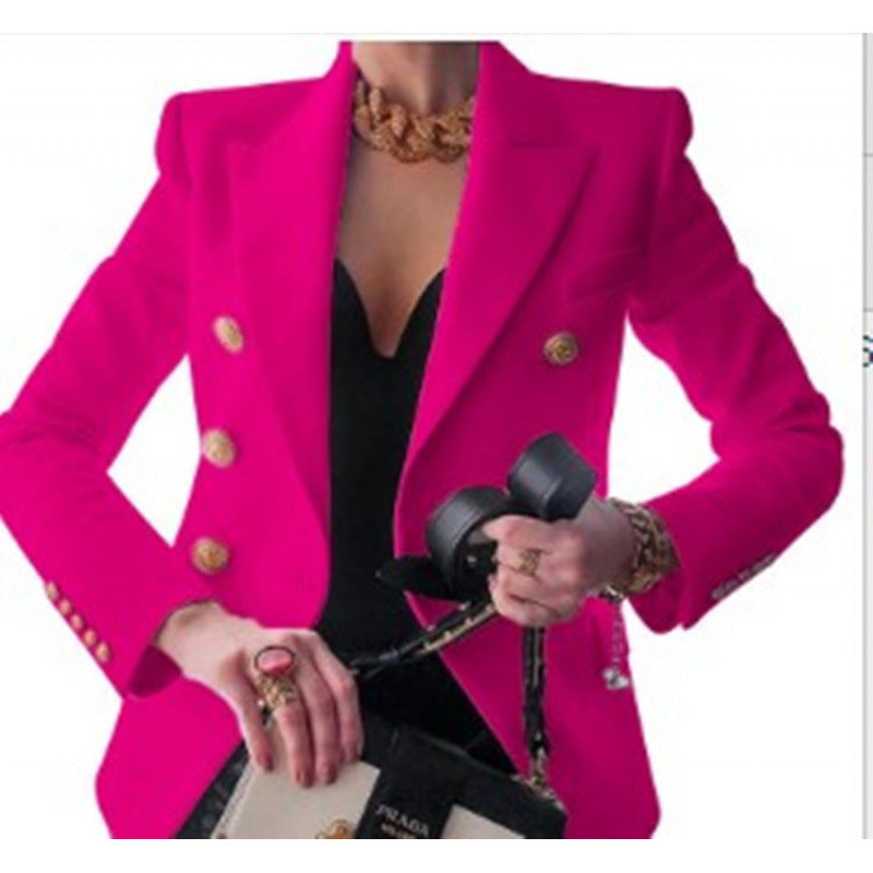 Damen Edler Blazer mit Goldknopf-Detail und klassischem Schnitt Stilzeits