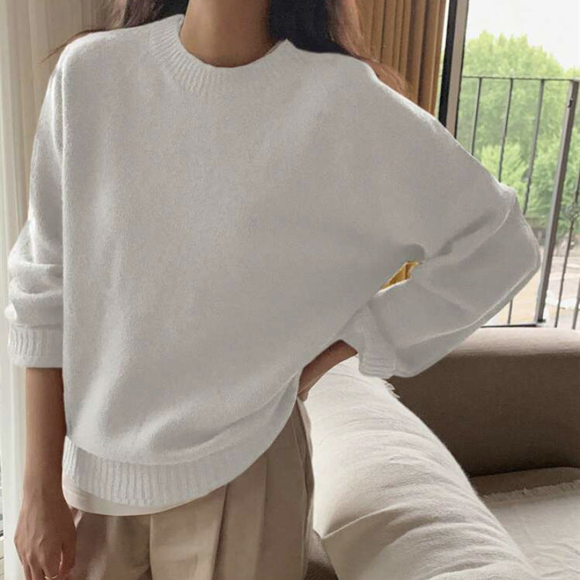 Damen Gemütlicher Rundhals-Pullover aus hochwertigem Stoff Stilzeits