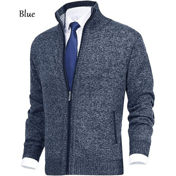 Herren modische Strickjacke mit hohem Kragen und eleganten Kontrastdetails Stilzeits
