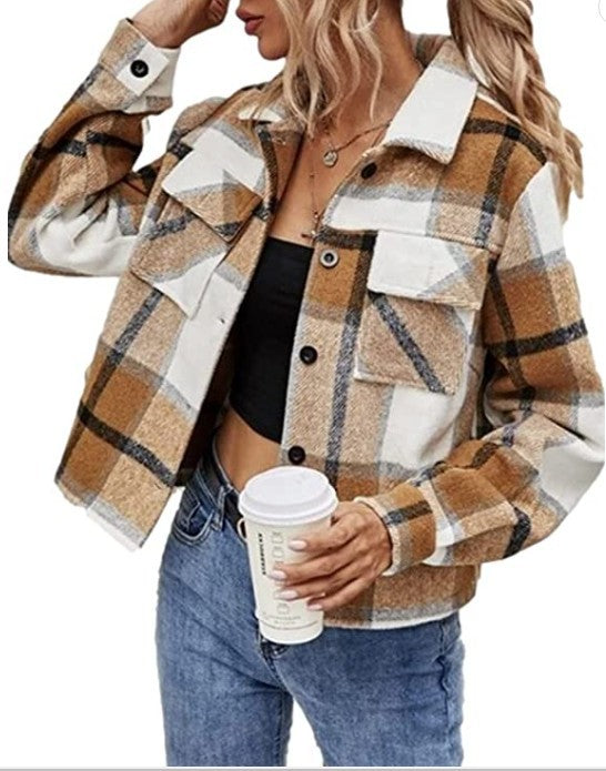 Damen Kariertes Flanelljacke Stilzeits