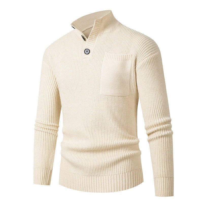 Herren Hochwertiger Pullover mit Modalmuster und Brusttasche Stilzeits