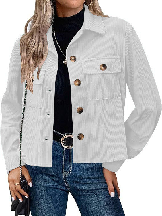 Damen Cordjacke mit zwei Brusttaschen Stilzeits