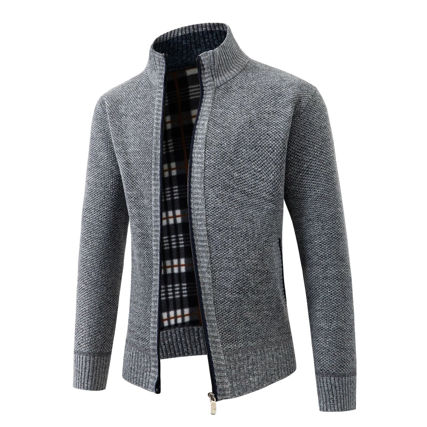 Herren Strickjacke mit modernem Stehkragen und klassischem Innenfutter Stilzeits
