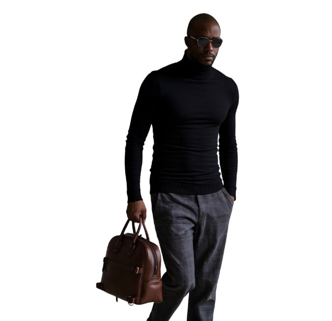 Herren rollkragen pullover mit feiner Struktur Stilzeits