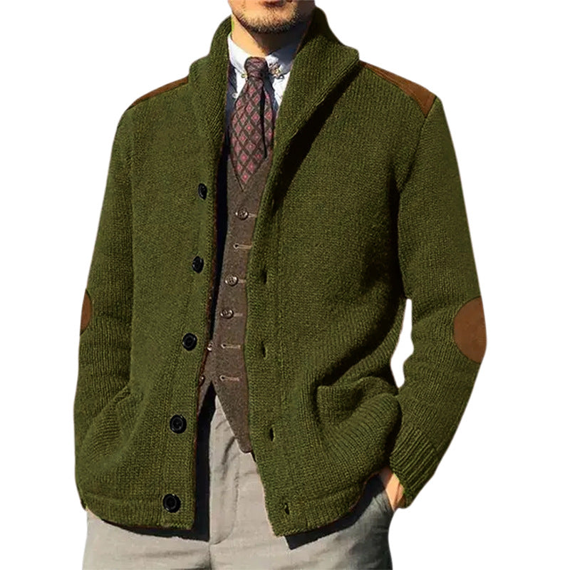 Herren Strickjacke mit klassischem Schalkragen und eleganten details Stilzeits