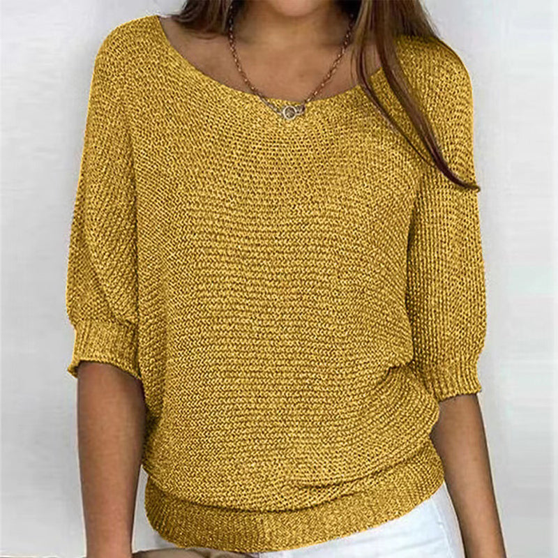 Stilzeits | Lässiger Strickpullover mit Weitem Ausschnitt Weich und Bequem Perfekt für Den Alltag