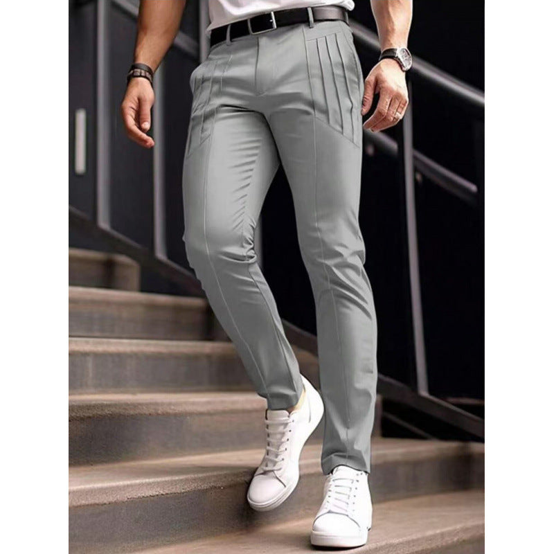 Herren stylische Slim-Fit Anzughose mit plissiertem Design Stilzeits