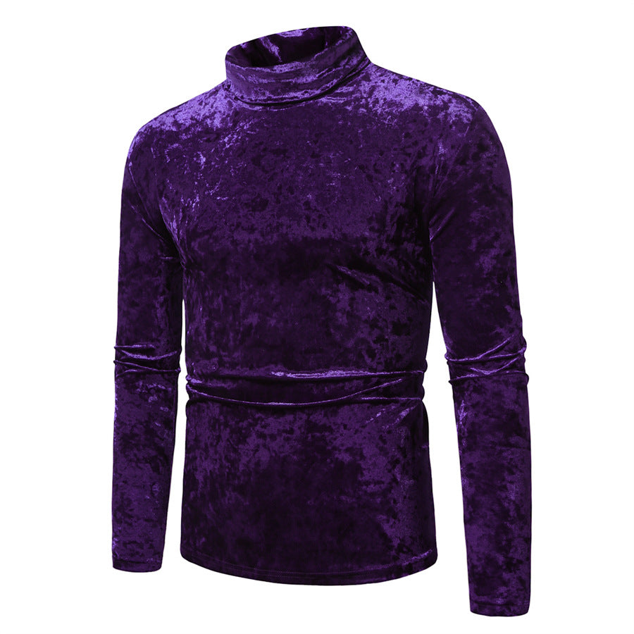 Herren Eleganter Rollkragenpullover aus weichem Samtstoff Stilzeits