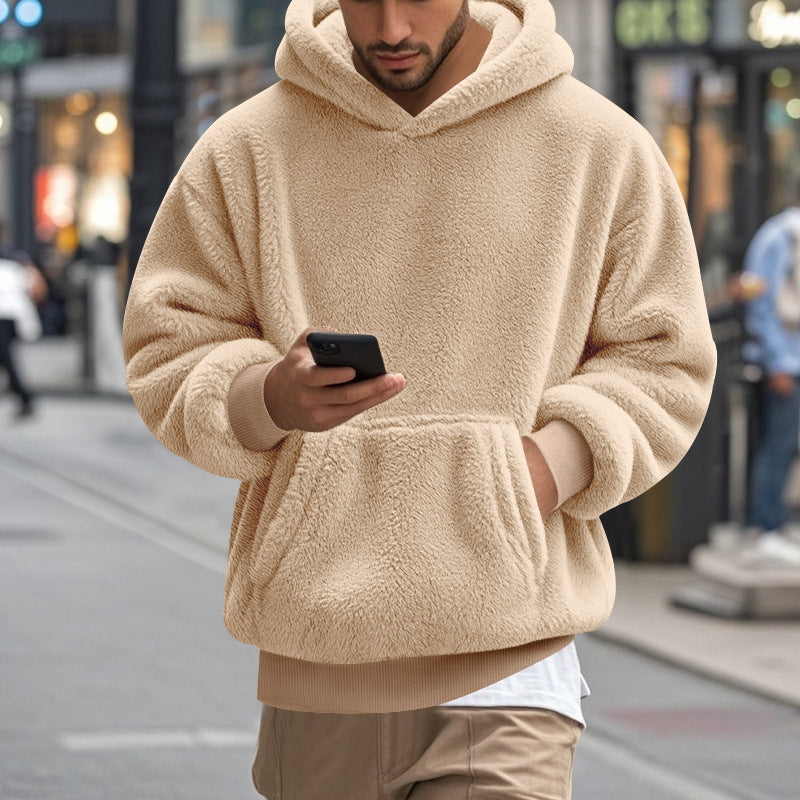Herren übergroßer Fleece-Hoodie mit Kängurutasche und gemütlichem Schnitt Stilzeits