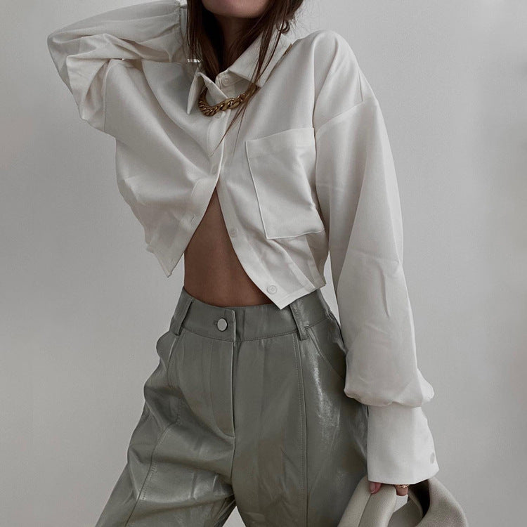 Weißes Damen-Shirt mit langen Ärmeln von Fudus, lockerer Schnitt