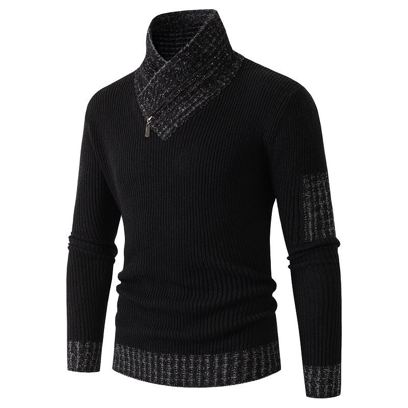 Herren Pullover mit modernem asymmetrischem Kragen und strukturiertem Design Stilzeits