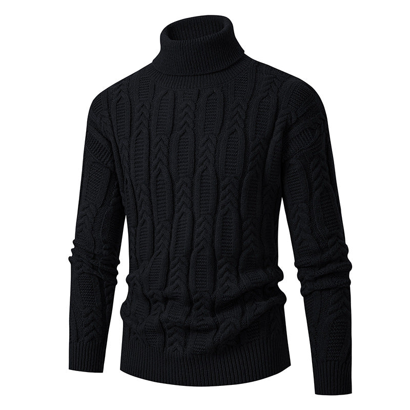 Herren Hochwertiger Rollkragenpullover mit Strukturmuster Stilzeits