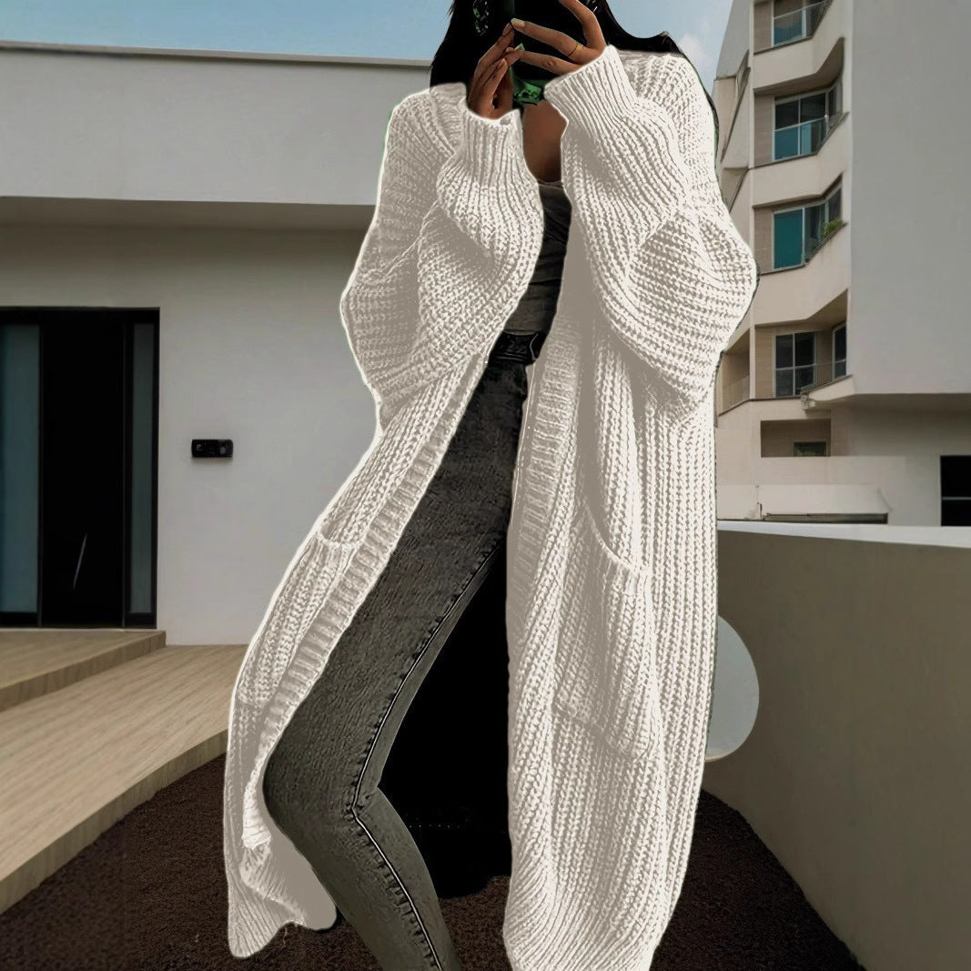Damen Großer Strickcardigan mit lässiger Passform und großen Taschen Stilzeits