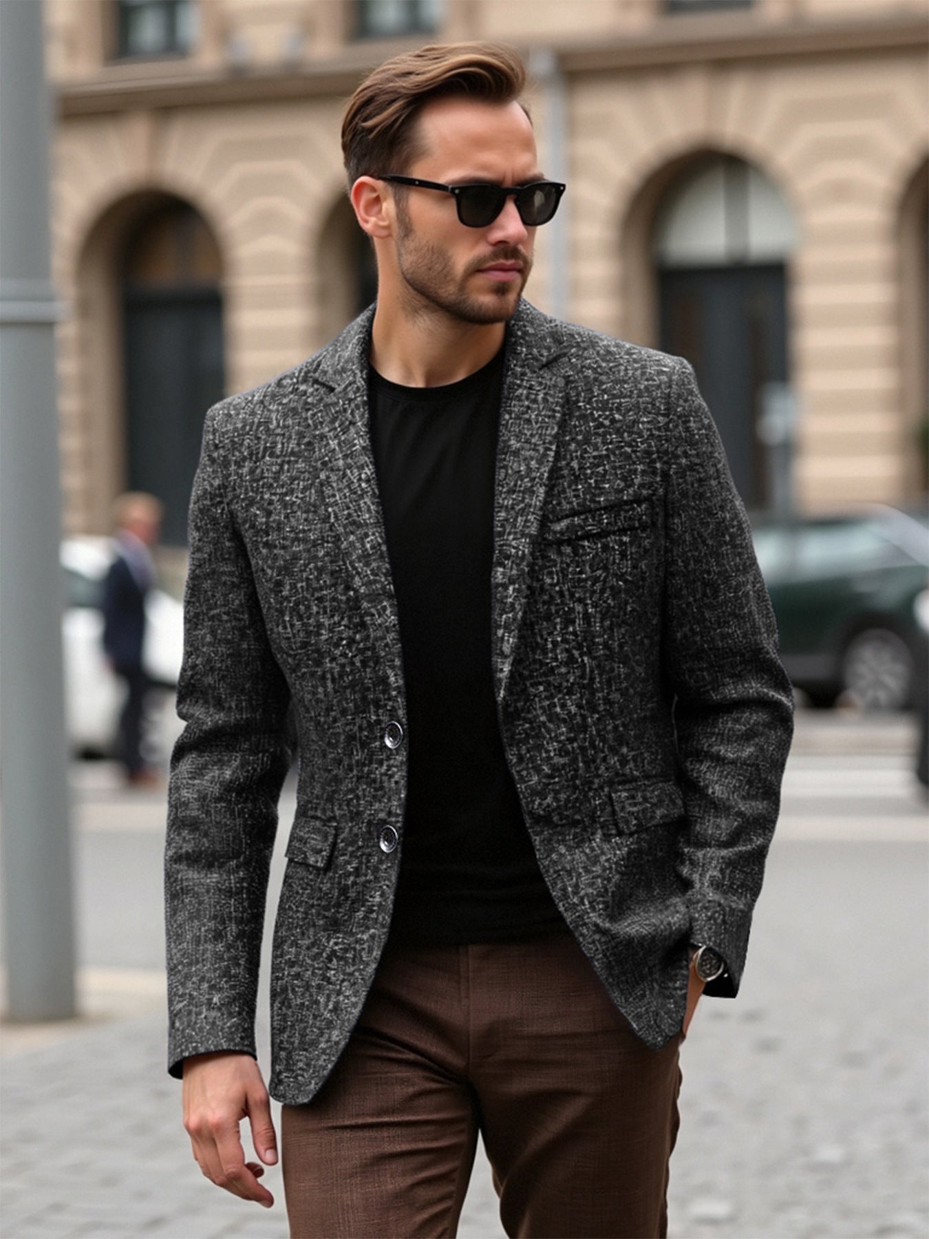 Herren eleganter strukturierten Blazer mit modernem Gewebe und stilvollen Details Stilzeits