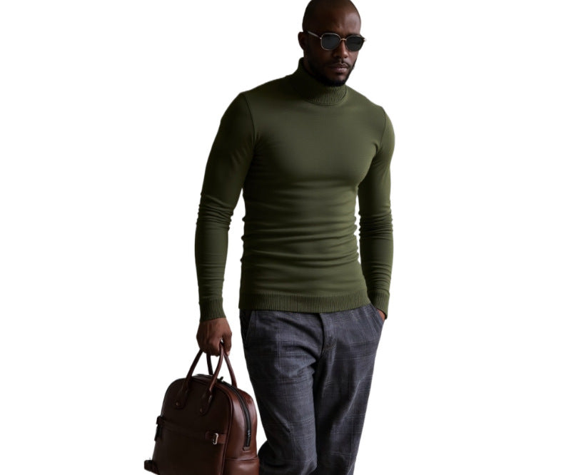 Herren rollkragen pullover mit feiner Struktur Stilzeits