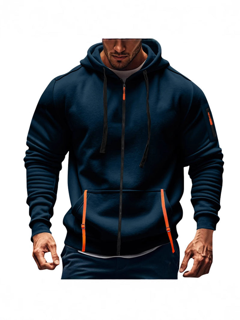 Herren sportliche Kapuzenjacke mit praktischen Reißverschlusstaschen Stilzeits