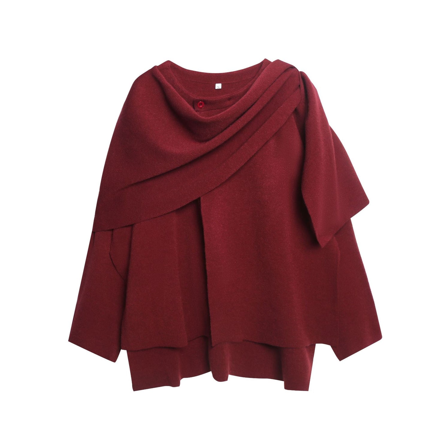 Damen gemütlicher Strickponcho mit raffinierten Drapierungen Stilzeits
