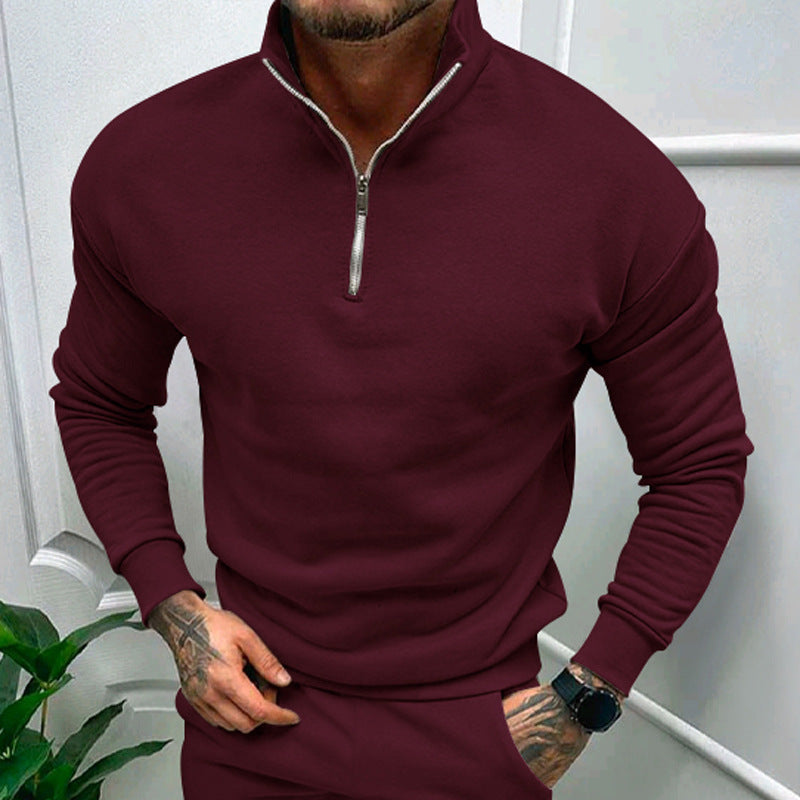 Herren eleganter Pullover mit Kragen und praktischem Reißverschluss Stilzeits
