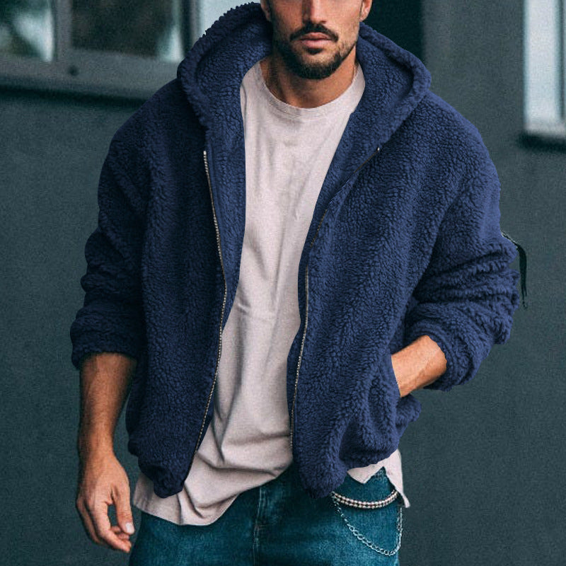 Herren weiche Fleece-Jacke mit hohem Kragen und praktischem Reißverschluss Stilzeits